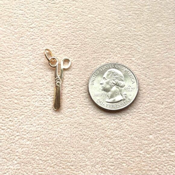 14k solid gold Scissors Pendant | Birthday gift | Cute Scissors Charm | - Picture 4 of 9